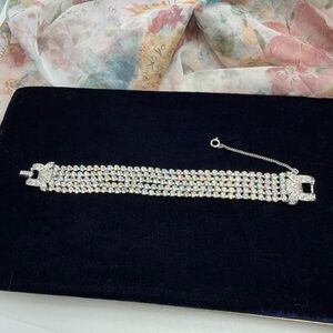 Vintage Marcel Boucher Multi-Row Crystal Bracelet - Aurora Borealis